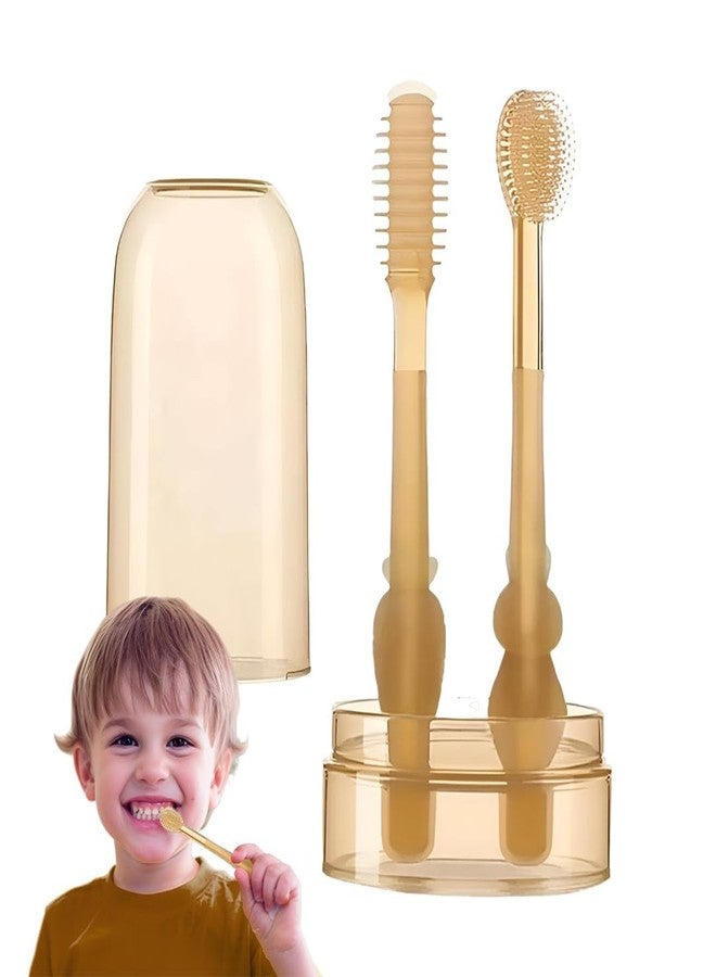 MFORALL Oral Cleaning Brush 2 In 1 Toothbrush Tongue Brush Bpa Free Soft Silicone Bristle Oral Care Toothbrush For Baby 6 Month To 24 Months (Pack of 1) - Image 1